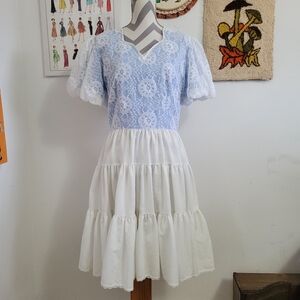 Kaye Schorer | 80s Vintage Blue & White Western Square Dance Dress